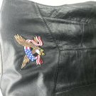 Men's Biker Club Motorcycle Black Leather Vest Eagle Flag Patch Size 46