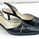 SALVATORE FERRAGAMO Black LEATHER SLINGBACK POINTY TOE PUMPS Sz 6 B Vintage