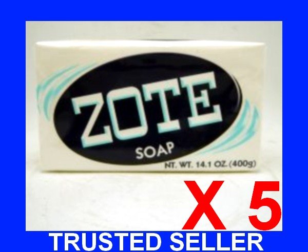 5 ZOTE WHITE BAR SOAP LAUNDRY DETERGENT FISHING BAITS 14 OZ