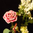 Rose Bouquet # 3 Polymer Clay Rose & Leaves -handmade By Treasure Vallie