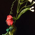 Rose Bouquet # 7 Polymer Clay Rose & Leaves -handmade By Treasure Vallie