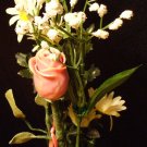 Rose Bouquet # 11 Polymer Clay Rose & Leaves -handmade By Treasure Vallie