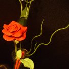 Rose Bouquet # 14 Polymer Clay Rose & Leaves -handmade By Treasure Vallie
