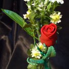 Rose Bouquet # 16 Polymer Clay Rose & Leaves -handmade By Treasure Vallie