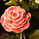 Rose Bouquet # 19 Polymer Clay Rose & Leaves -handmade By Treasure Vallie