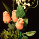 Rose Bouquet # 21 Polymer Clay Rose & Leaves -handmade By Treasure Vallie