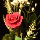 Rose Bouquet # 22 Polymer Clay Rose & Leaves -handmade By Treasure Vallie