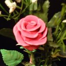 Rose Bouquet # 27 Polymer Clay Rose & Leaves -handmade By Treasure Vallie