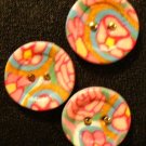 Button Set # 18 Polymer Clay Button Set of 3 - handmade from Polymer Clay by Treasure Vallie