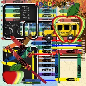 Digital Scrapbooking Kits - School Days Full Digital Scrapbook Kit 12x12 with 97 Digital Graphics