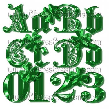 Fancy Green Alphabet Digital Scrapbook Kit