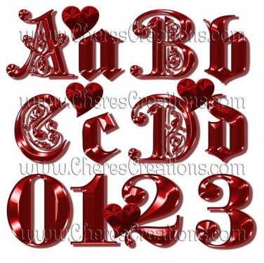 Fancy Red Alphabet Digital Scrapbook Kit