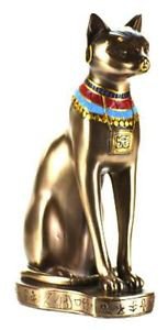 BAST GODDESS STATUE 9" Egyptian Goddess in CAT form BASTET Bronze Statue