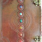Chakra Leather Journal w latch Diary, Book of Shadows, Artist Pad, Large Journal