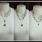 SALE 3pcs necklace set.Majorica, Hematite, round and heart lockets