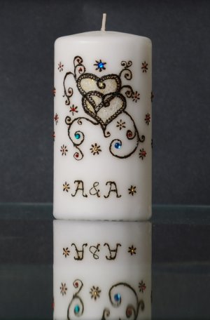 Personalized hearts  henna candle