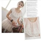 Elegant Lotus Flower Collar Elastic Waist Chiffon pink