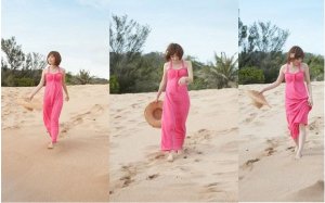Simple Casual Halter Neck Pleated Maxi Dress Pink