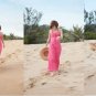 Simple Casual Halter Neck Pleated Maxi Dress Pink