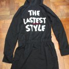 Letters Printed Zipper Decorate Dress Black