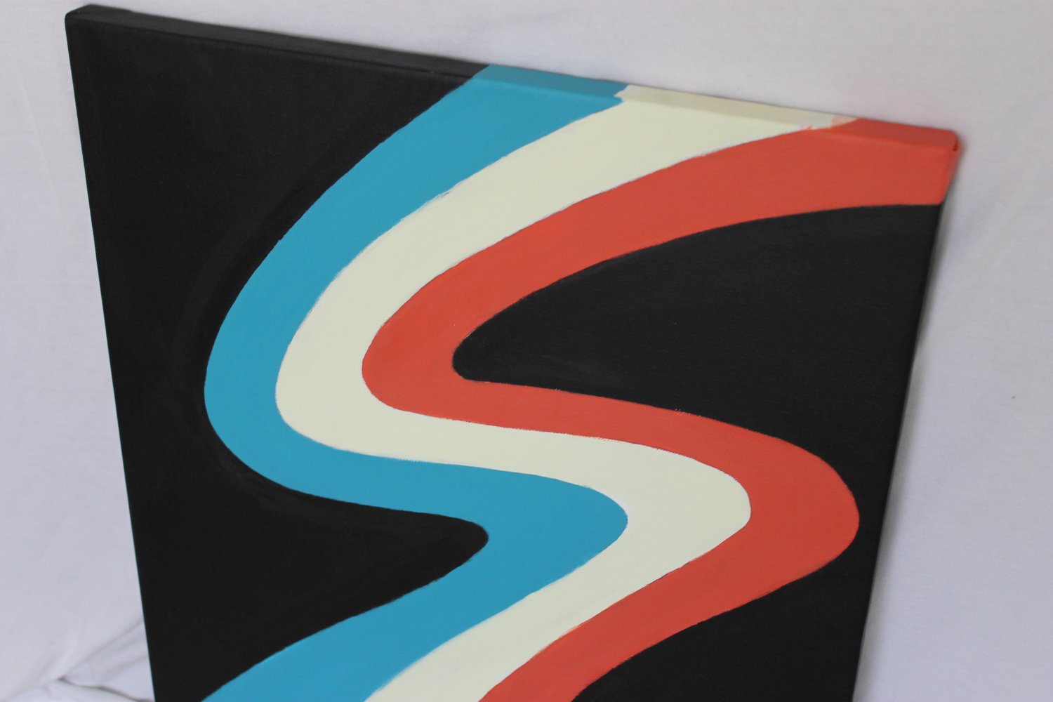 NEW Abstract Minimalist Zip Painting teal blue orange red white black