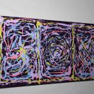 Hot Pink Abstract Painting - paint spill art - modern home decorating purple yellow
