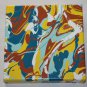 Home or Business Decor Art - marbled abstract painting - yellow blue brown