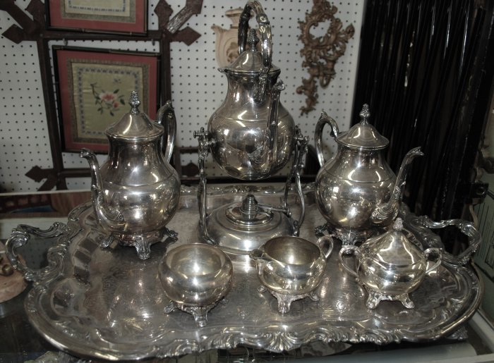 Silver Plate Tea Set with Tray