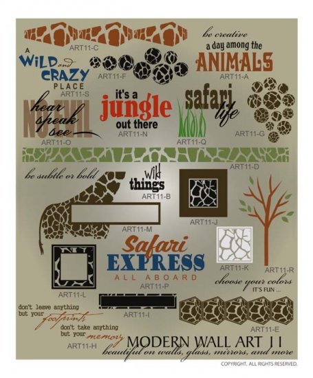 Safari Themed Wall Art Vector Designs