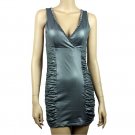 Sexy Metallic Silver Corset Bustier Faux Leather Cocktail / Evening / Clubwear / Party Dress Size L