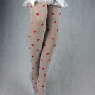 White Sheer Thigh High Stockings/ Tights/ Socks with Hearts Prints