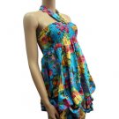Turquoise Blue Floral Print Bubbly Maxi Dress