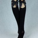 Gossip Girl Celebrity Style Black Cotton Back Tie Thigh High Stockings/ Tights/ Socks