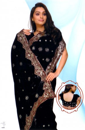 NW Bollywood Sequin Embroidery Wedding Sari Saree Boho