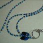 ADORABLE BLUE KITTY CAT~BEADED LANYARD~ID BADGE HOLDER~LANYARDS