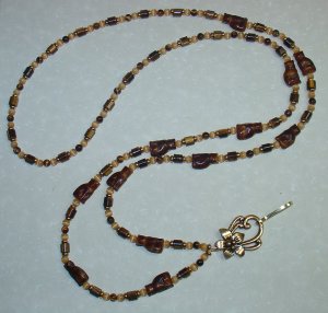 CHOCOLATE SWIRL KITTY CAT~BEADED LANYARD~ID BADGE HOLDER~LANYARDS