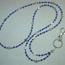 CELTIC~ROYAL BLUE MOUNTAIN JADE~BEADED LANYARD~ID BADGE HOLDER~LANYARDS
