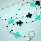 BLACK & AQUA AIRPLANES~BEADED LANYARD~ID BADGE HOLDER~LANYARDS