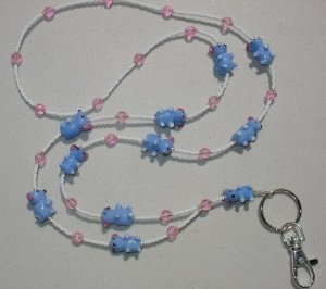 CUTE LITTLE BLUE MICE~BEADED LANYARD~ID BADGE HOLDER~LANYARDS