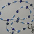 BLUE MILLEFIORI HEART~BEADED LANYARD~ID BADGE HOLDER~LANYARDS