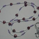 PURPLE MILLEFIORI HEARTS~BEADED LANYARD~ID BADGE HOLDER~LANYARDS