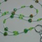 GREEN MILLEFIORI HEARTS~BEADED LANYARD~ID BADGE HOLDER~LANYARDS