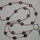 PURPLE RHOMBUS MILLEFIORI ~BEADED LANYARD~ID BADGE HOLDER~LANYARDS