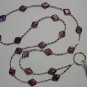 PURPLE RHOMBUS MILLEFIORI ~BEADED LANYARD~ID BADGE HOLDER~LANYARDS