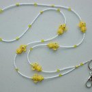 ~CUTE LITTLE YELLOW ELEPHANTS~BEADED LANYARD~ID BADGE HOLDER~