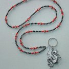 DRAGON RED/BLACK~BEADED LANYARD~ID BADGE HOLDER~LANYARD