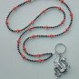 DRAGON RED/BLACK~BEADED LANYARD~ID BADGE HOLDER~LANYARD