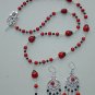 BEAUTIFUL RED/BLACK LADY BUG DROP NECKLACE AND EARRING SET