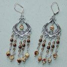 OPAQUE WHITE PICASSO CHANDELIER EARRINGS~SILVER