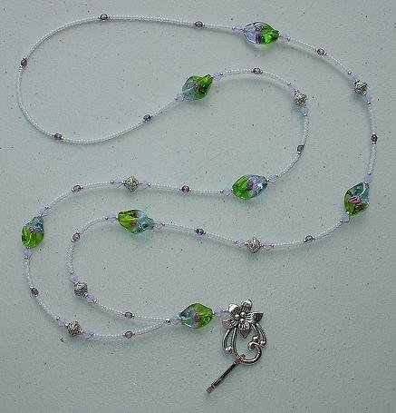 TRANQUIL GARDEN~BEADED LANYARD~ID BADGE HOLDER~LANYARD